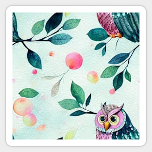 Watercolor owl pattern Sticker